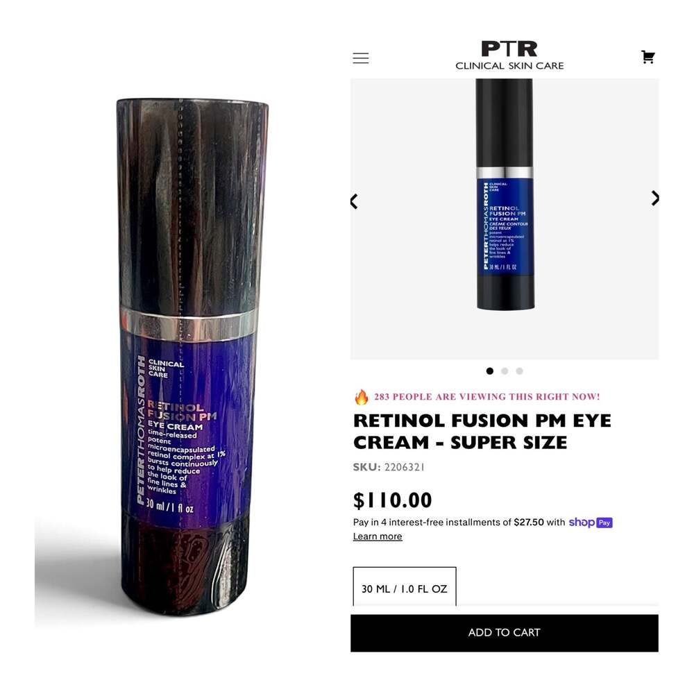 Peter Thomas Roth Retinol Fusion PM Eye Cream - Super Size 30 ML / 1.0 FL OZ